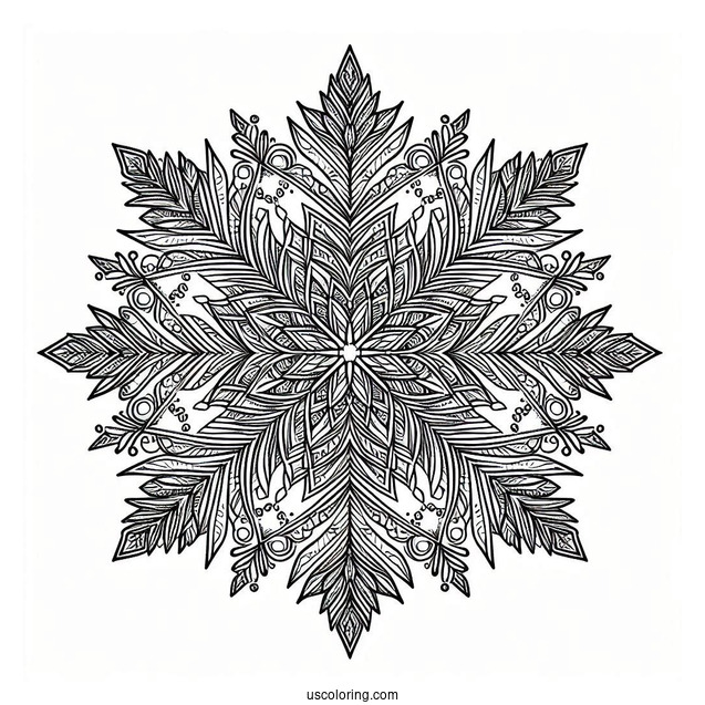 Detailed Crystal Snowflake Coloring Page