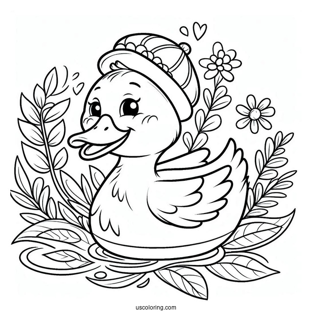 Coloring Page Of An Easy To Color Duck