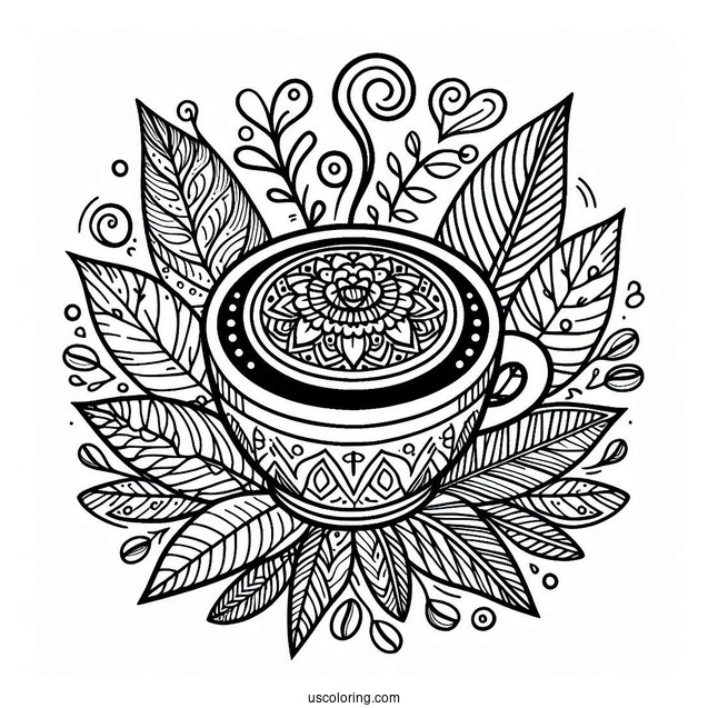 Easy Coffee Coloring Pages Of Mandala