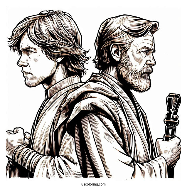 Luke Skywalker And Obi-Wan Kenobi Back-To-Back