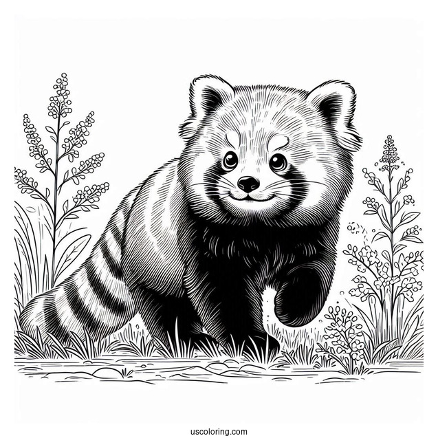 Red Panda Walking In Long Grass