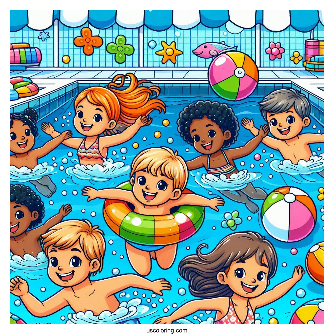 swimming coloring pages featured image
