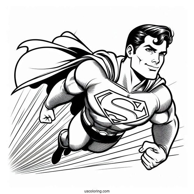 Flying Superman Coloring Page
