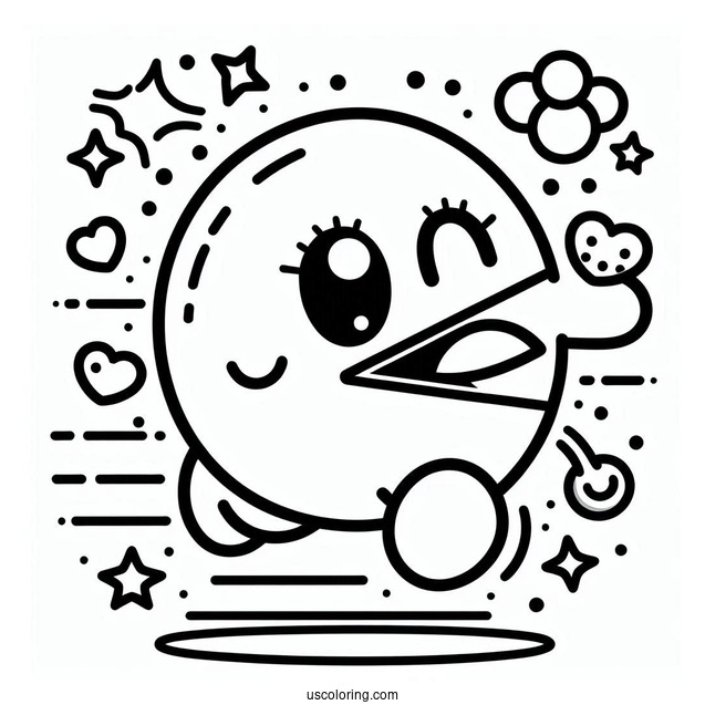 Cute Mrs. Pac-Man Coloring Page Outline