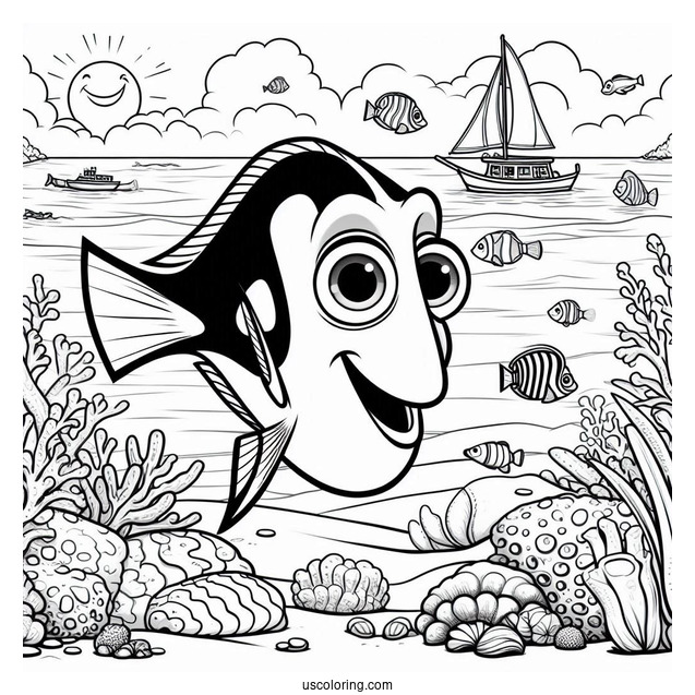 Pixar Coloring Page of Finding Dory Poster