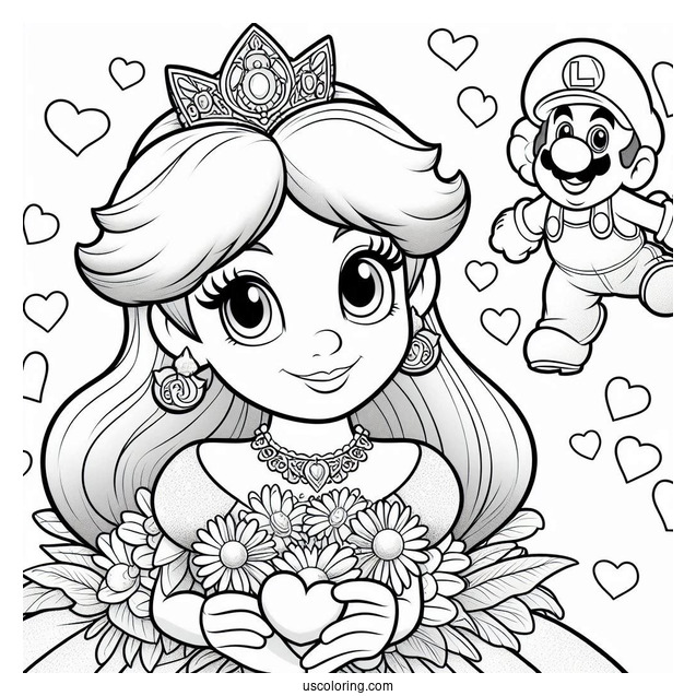 Easy Princess Daisy Coloring Page And Luigi For Kids
