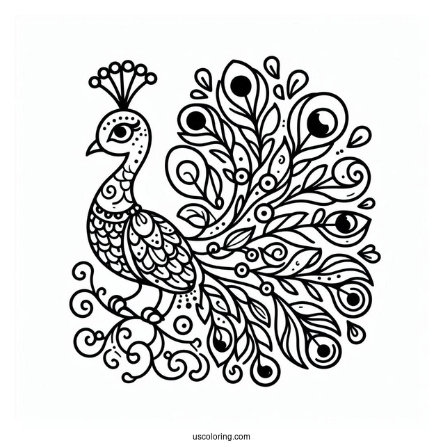 Cute Peacock Coloring In