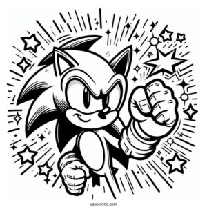 Super Sonic Coloring Page Power Up With Special Gloves