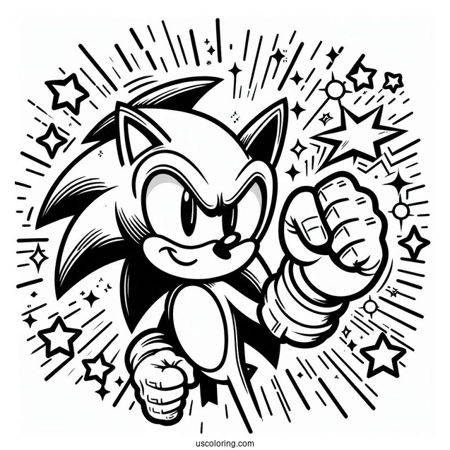 Super Sonic Coloring Page Power Up With Special Gloves