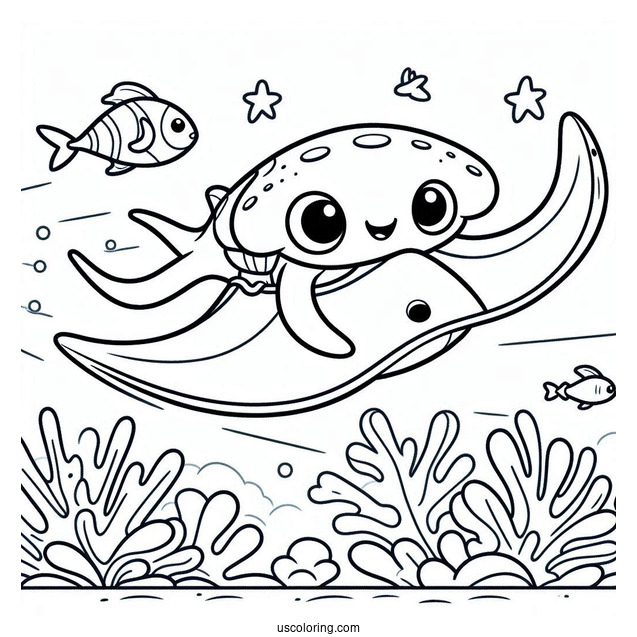 Octonauts Coloring Page Riding Manta Ray