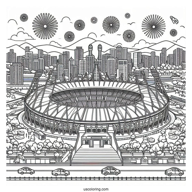 Busy Olympics Coloring Page Of Stadium