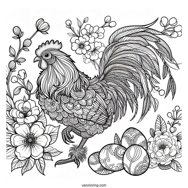 Chinese Silk Chicken Coloring Page