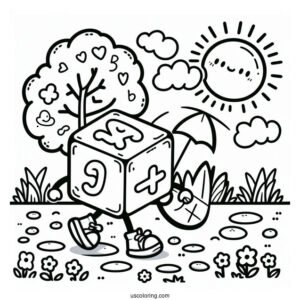 Numberblocks Coloring Page 4 Taking A Walk