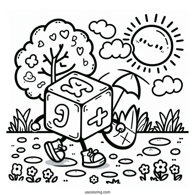 Numberblocks Coloring Page 4 Taking A Walk