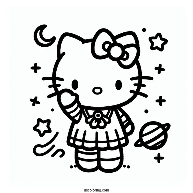 Sanrio Coloring Pages Of Hello Kitty Waving