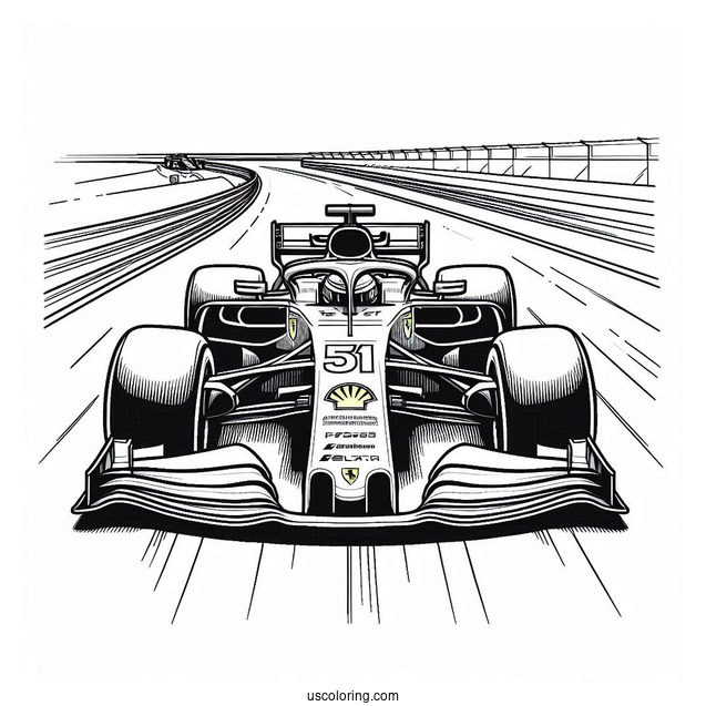 Ferrari F1 Coloring Page SF 23 On Race Track