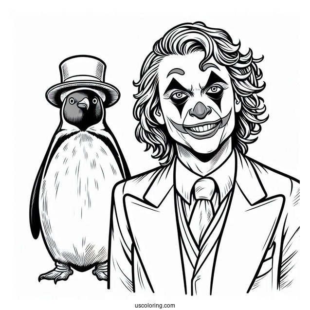 Joker Coloring Page With Penguin And Riddler
