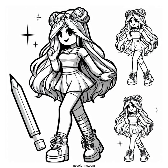 Girl Roblox Character Coloring Page