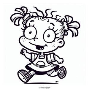 Rugrats Coloring Page Of Kawaii Kimi Finster Running For Preschoolers