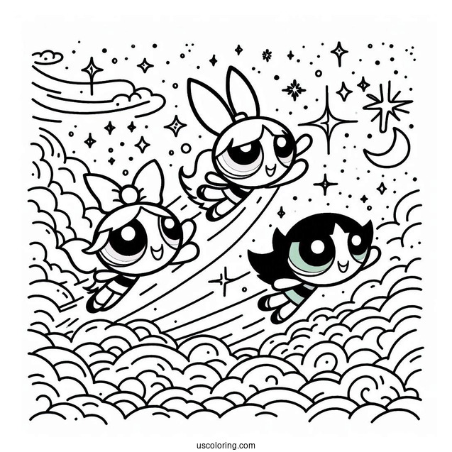 Powerpuff Girls Flying Into The Sky