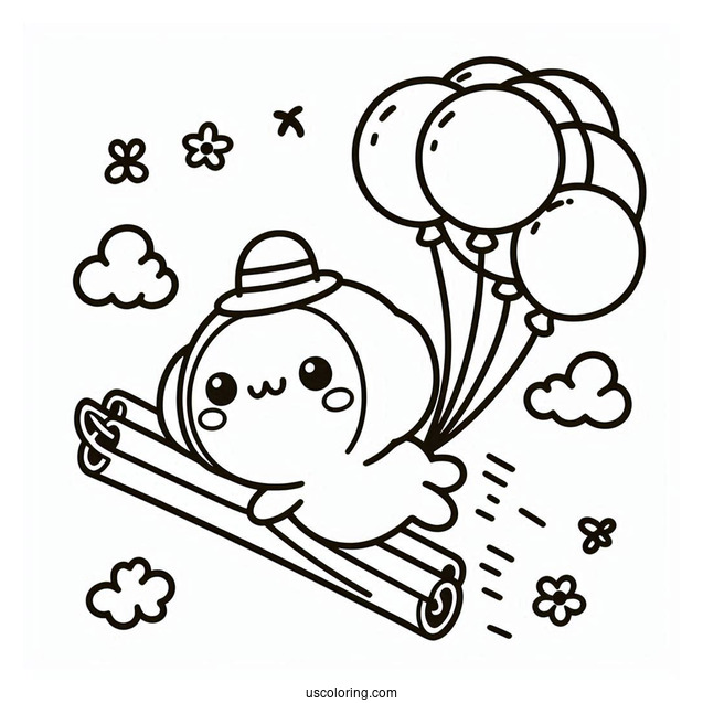 Pompompurin With Cinnamon Flying With Balloons