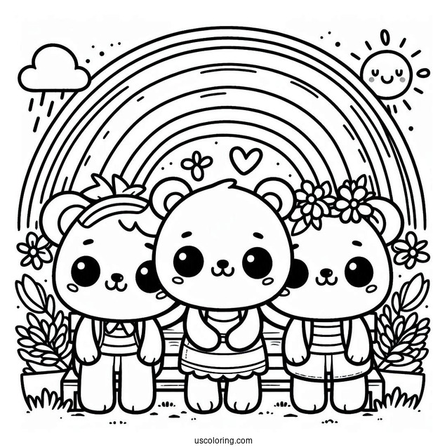 Rainbow Friends Coloring Page Blue, Green, and Red