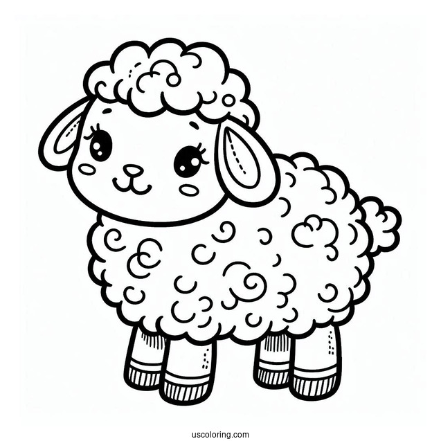 Cute Lamb Coloring For Preschoolers