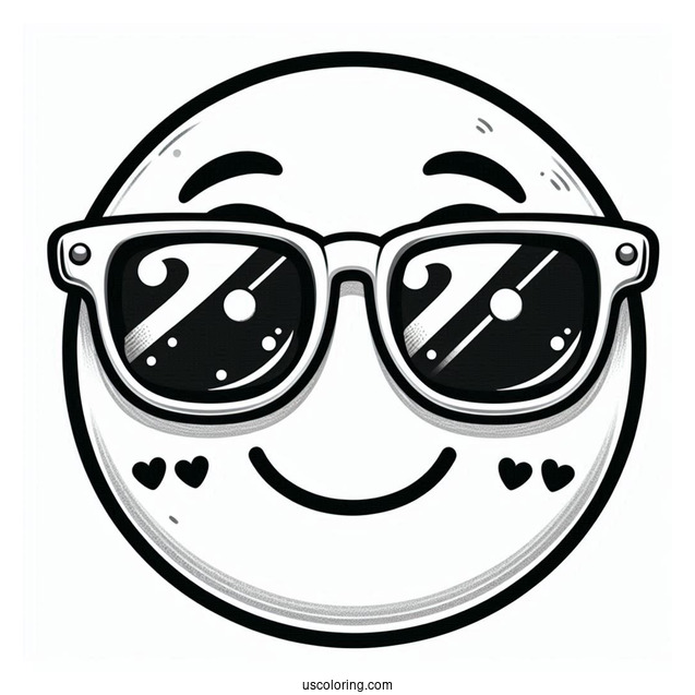 Smiling Face With Sunglasses Emoji Coloring Page For Kids