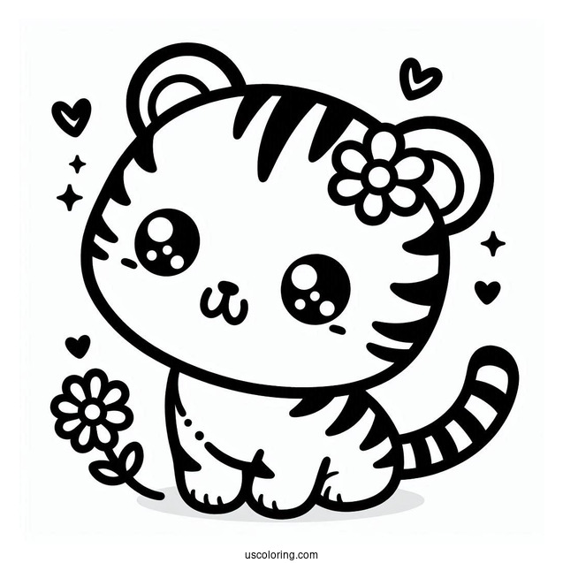 Kawaii Tiger To Color