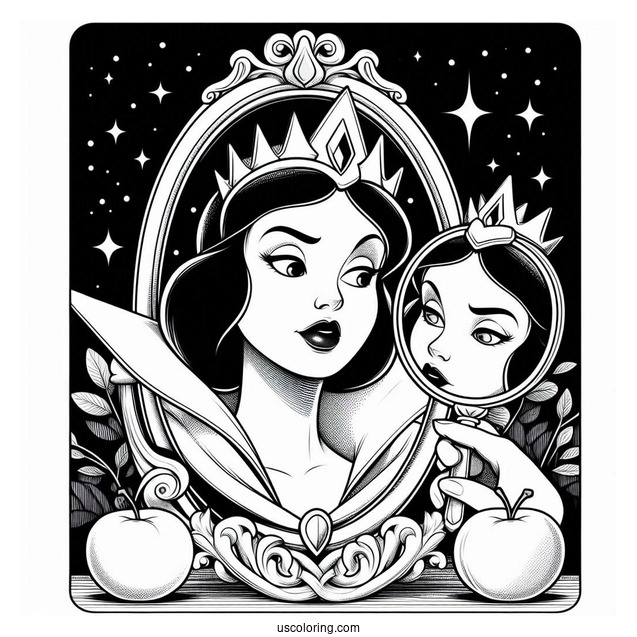 The Evil Queen In The Magic Mirror Coloring Page
