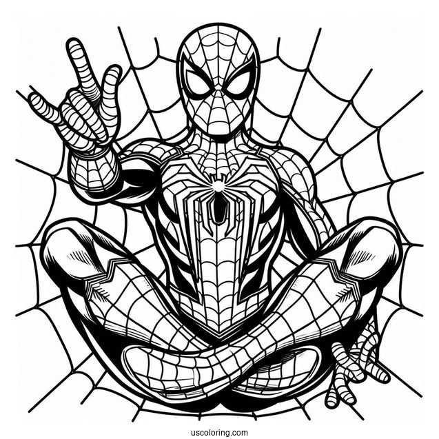 Spider-Man In Web Suit To Color