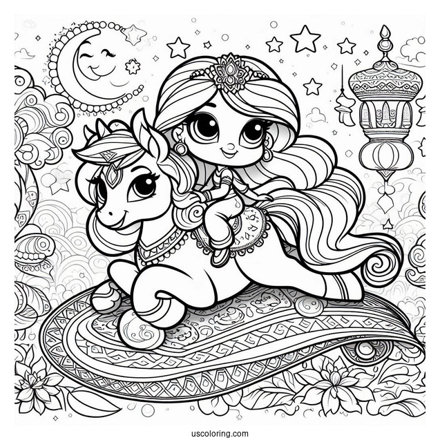 Shimmer And Shine Coloring Page Tahal, And Nala Riding A Magic Carpet