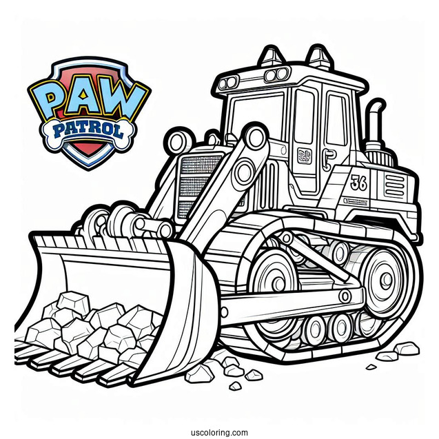 Rubble Driving Bulldozer To Color For Kids