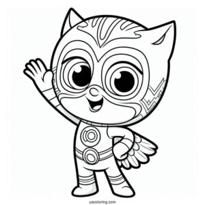 PJ Masks Coloring Page Of Owlette With Arm Up