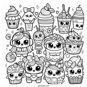 Coloring Sheet Of Shoppies With Their Shopkins
