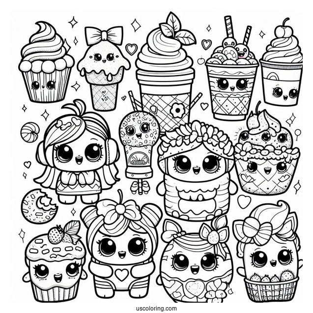 Coloring Sheet Of Shoppies With Their Shopkins