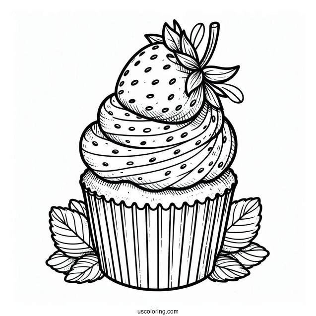 Strawberry Cupcake Coloring Sheet