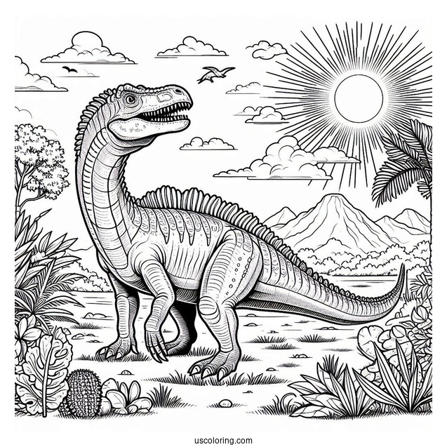 Detailed Spinosaurus Coloring Page Standing Under The Sun