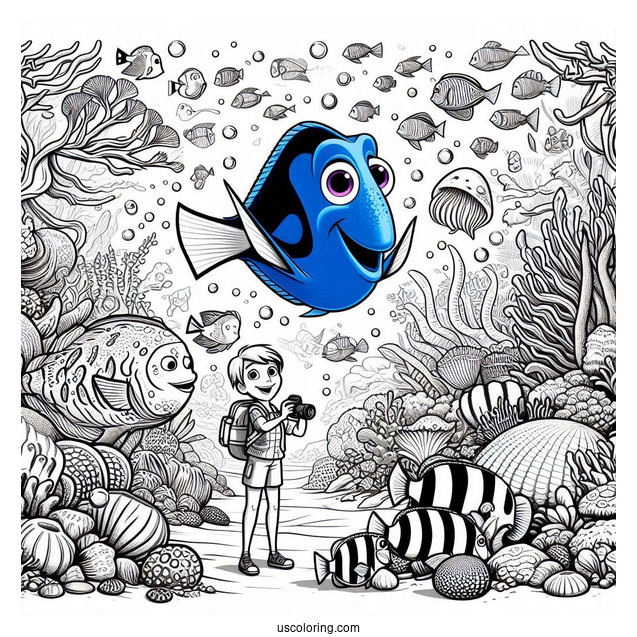 Pixar Coloring Page of Finding Dory Poster