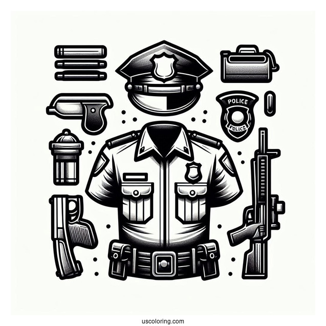 Police Officers Equipment To Color