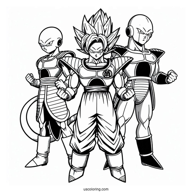 Dragon Ball Z Coloring Page Of Android 16, 17, and 18 Dragon Ball Z Villains