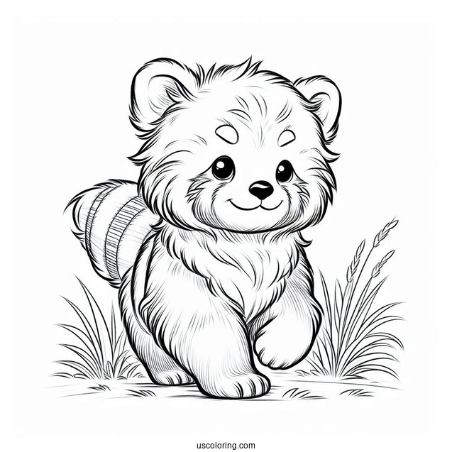 Red Panda Walking In Long Grass