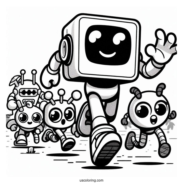 Robox Characters Running From Monster