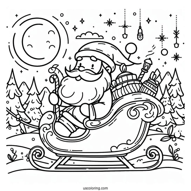 Easy Outline Of Santa In His Sleigh
