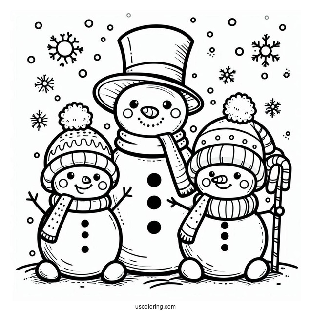 Snowman Family Coloring Sheet