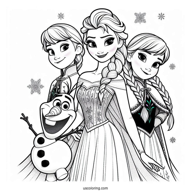 Elsa With Olaf, Anna, Sven And Kristoff