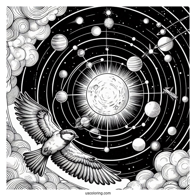 Birds Eye View Of Solar System Coloring Page