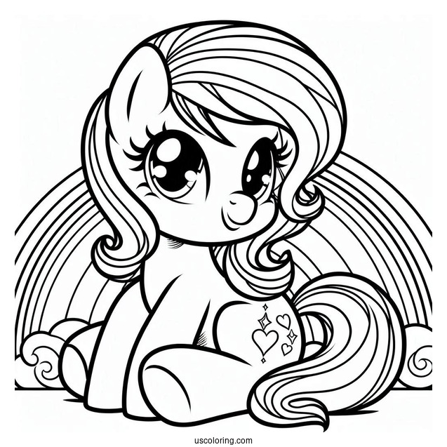 Cartoon My Little Pony Sitting On Rainbow