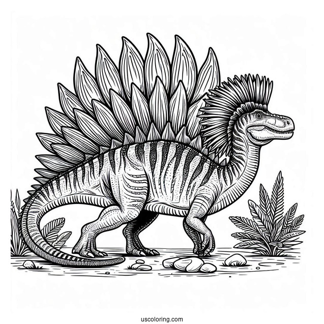 Mega Spinosaurus Coloring Page Outline