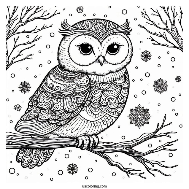 Detailed Snowy Owl To Color